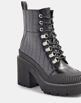 Thumbnail for your product : Topshop heeled platform lace up boots in black croc