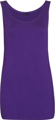 Elum® Womens Scoop Neck Sleeveless Ladies Long Soft Stretch Plain Vest Casual Strappy T-Shirt Top 