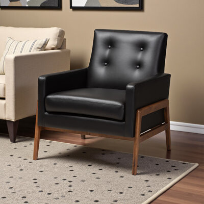 George Oliver Kalliope Lounge Chair with Faux Leather Upholstery
