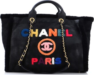 Chanel Grey & Black Canvas Large Deauville Tote ref.683032 - Joli Closet