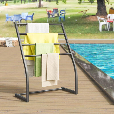 QUANMIANWANGLUO Towel Racks For Bathroom, Free Standing Towel Rack, Pool Towel Racks Outdoor,Metal Towel Bar Stand, Blanket Ladder Holder, Drying And Display Rack For