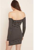 Thumbnail for your product : Garage Off-The-Shoulder Bodycon Dress - FINAL SALE Khaki/Black Stripe