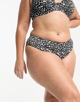 Thumbnail for your product : ASOS Curve ASOS DESIGN Curve mix and match deep v front hipster bikini bottom in mono dot print