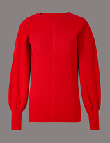 Thumbnail for your product : Autograph Wool Blend Round Neck Bell Sleeve Jumper