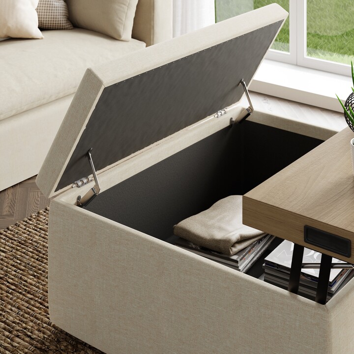 Dunelm Logan Flatweave Storage Table Footstool Beige ShopStyle