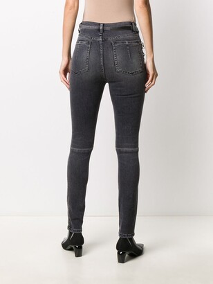 Unravel Project Distressed-Effect Zip-Detail Denim Jeans