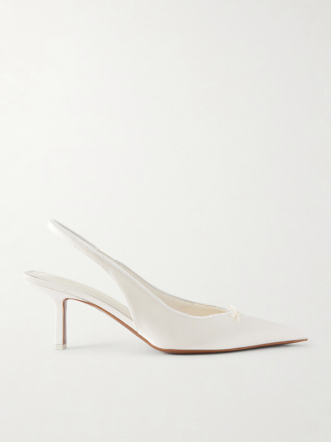 Neous Moriah Lace-trimmed Twill Slingback Pumps - Neutrals