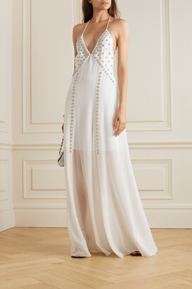 Givenchy Open-back Crystal-embellished Silk-chiffon Gown - White