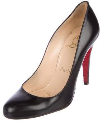 Christian Louboutin Leather Round-Toe Pumps Black Leather Round-Toe Pumps