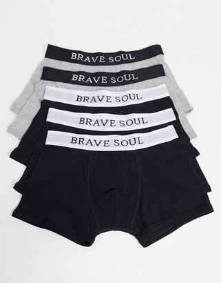 Brave Soul 5 pack boxers in black and gray - ShopStyle