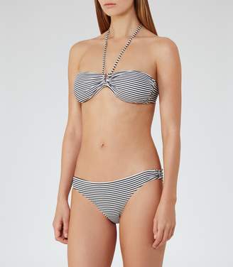 Reiss Bermuda Stripe B - Stripe-print Bikini Briefs in Off White/Night Navy
