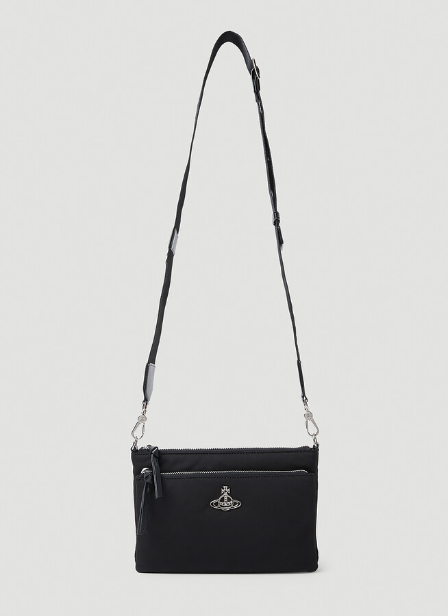 Vivienne Westwood Penny Double Pouch Cross Body Bag in Black