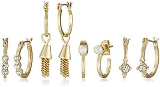 BCBGeneration Pearl Gold Tassle Set Hoop Earrings