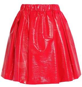 MSGM Pleated Faux Patent-Leather Skirt