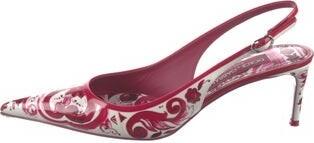 Dolce & Gabbana Patent Leather Floral Print Slingback Pumps