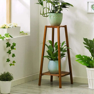 Indoor Plant Stand - Wood Mid Century Plant Stand for Indoor Plants, Modern Plant Table, 16 Tall Plant Holder for Flower Pots, Small Round Side Table