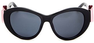 Linda Farrow Agent Provocateur Women's Kiss Me Plastic Rounded Bow Detail Sunglasses