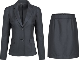 YFFUSHI Women 2 Pieces Skirts Suit Jacket Formal Ladies Office Business Blazer Coat 