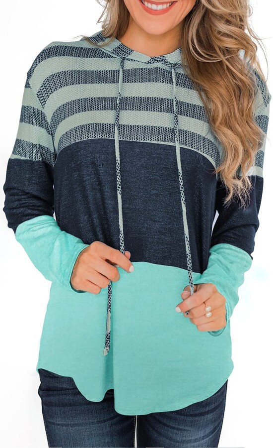 Women Patchwork Casual Sweatshirt Tops Long Sleeve Loose Jumper Pullover Hoodies