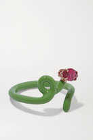 Thumbnail for your product : BEA BONGIASCA Baby Vine Tendril Enamel, Rose Gold And Corundum Ring