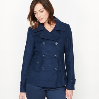 Anne Weyburn Double-Breasted Pea Coat with Tailored Collar