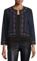Thumbnail for your product : Haute Hippie Wool Lacing Embellished Coat, Midnight Blue
