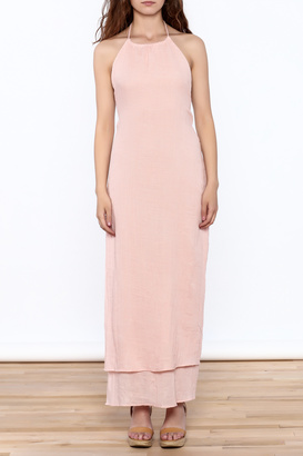Solemio Pink Halter Maxi Dress