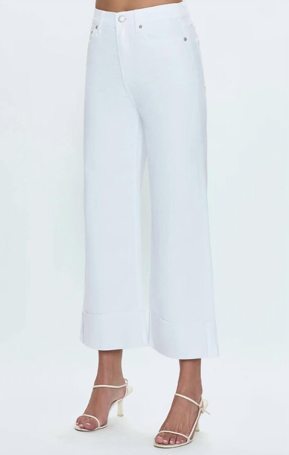 Pistola Denim Lana Crop High Rise Wide Leg Jean In Vivid White