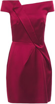 Thumbnail for your product : Roland Mouret Off-the-shoulder Pleated Satin-crepe Mini Dress