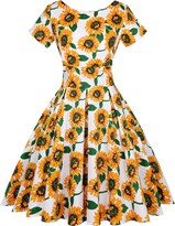 Thumbnail for your product : MINTLIMIT 1950S Dresses for Women Elegant Cocktail Short Sleeve Midi Dress Round Neck Dress
