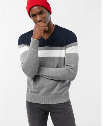Express color block stripe v-neck sweater