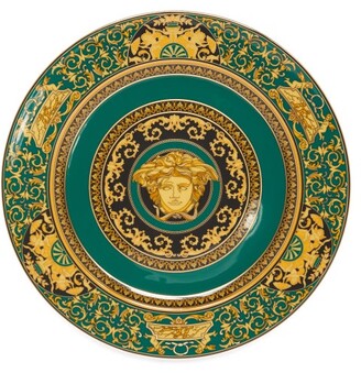 Versace Baroque-print Porcelain Service Plate - Gold Multi