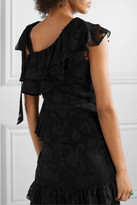Thumbnail for your product : Rachel Zoe Katerina Ruffled Fil Coupe Silk And Cotton-blend Chiffon Blouse - Black