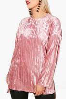 Thumbnail for your product : boohoo Plus Velvet Crinkle Tunic Top