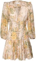 Thumbnail for your product : Zimmermann Amelie Floral Print Linen Mini Dress