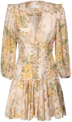 Zimmermann Amelie Floral Print Linen Mini Dress