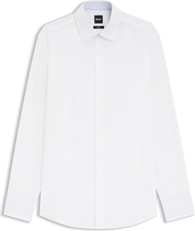HUGO BOSS Easy-iron slim-fit shirt in stretch-cotton poplin