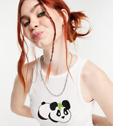 Thumbnail for your product : NATIVE YOUTH rib vest with panda embroidery in white