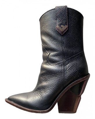 Fendi black Leather Boots - ShopStyle