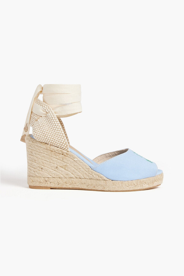blue canvas wedges