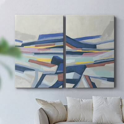 Wexford Home Blue Tectonic Movement I-Premium Gallery Wrapped Canvas -Ready to Hang