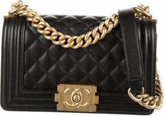 Chanel Boy Flap Quilted Caviar Leather Gold-tone Small Black in