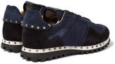 Thumbnail for your product : Valentino Garavani Rockstud Suede and Shell Sneakers - Men - Navy