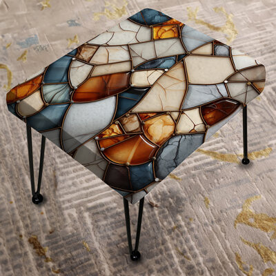 Design Art Earth Tones Marble Mosaic Elegance - Marble Rectangle Ottoman