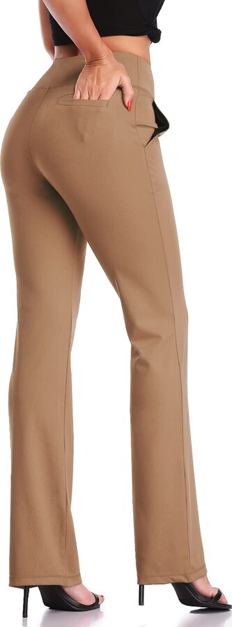 DAYOUNG Bootcut Yoga Pants for Women Tummy Control Workout Bootleg Pants High Waist 4 Way Stretch Pants 