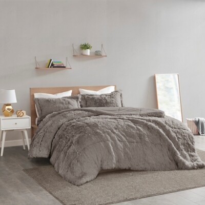 Leena Shaggy Faux Fur Full/Queen Comforter Mini Set