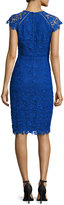 Thumbnail for your product : Shoshanna Cap-Sleeve Lace Sheath Dress, Azure