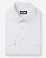 Thumbnail for your product : Express Slim Solid Double Pocket Stretch Cotton 1Mx Dress Shirt
