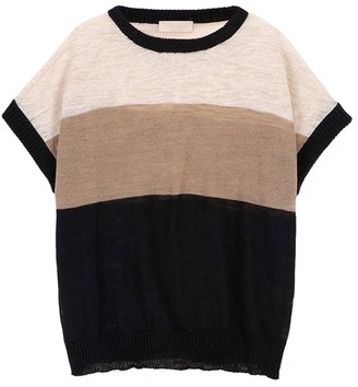 cream and black striped sweater