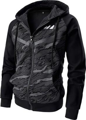 LEEy-world Sweatshirts For Men Men's Zip Up Hoodie Heavyweight Lined Jacket  Wool Warm Thick Winter Coat Sweatshirt Khaki,3XL